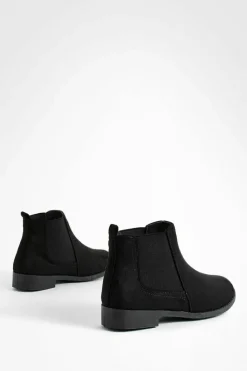 Clearance boohoo Faux Suede Flat Chelsea Boots black