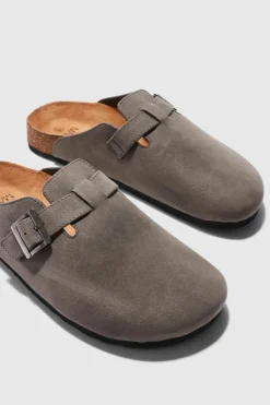 Sale boohooMAN Faux Suede Mule taupe