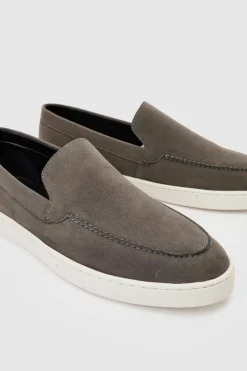 Store boohooMAN Faux Suede Slip On Loafer In grey