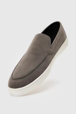 Store boohooMAN Faux Suede Slip On Loafer In grey
