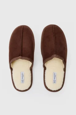 Store boohooMAN Faux Suede Slipper In brown
