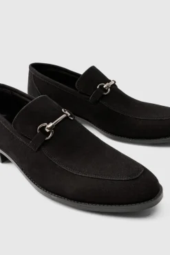 Hot boohooMAN Faux Suede Snaffle Loafer black