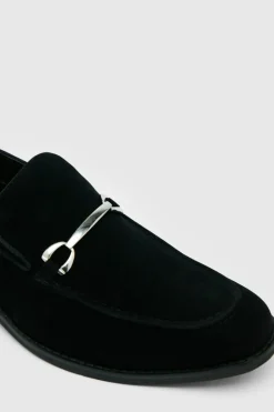 Best Sale boohooMAN Faux Suede Snaffle Loafer black