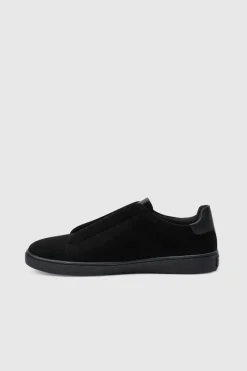 Hot boohooMAN Faux Suede Trainer In black