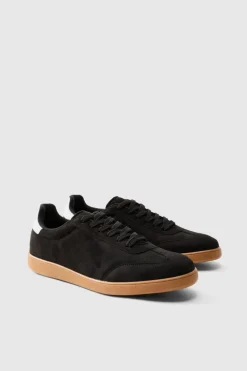Cheap boohooMAN Faux Suede Trainer In black