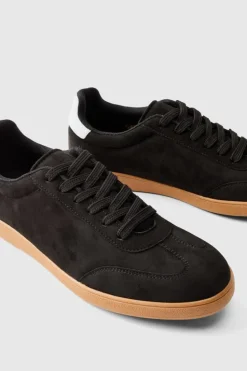 Cheap boohooMAN Faux Suede Trainer In black