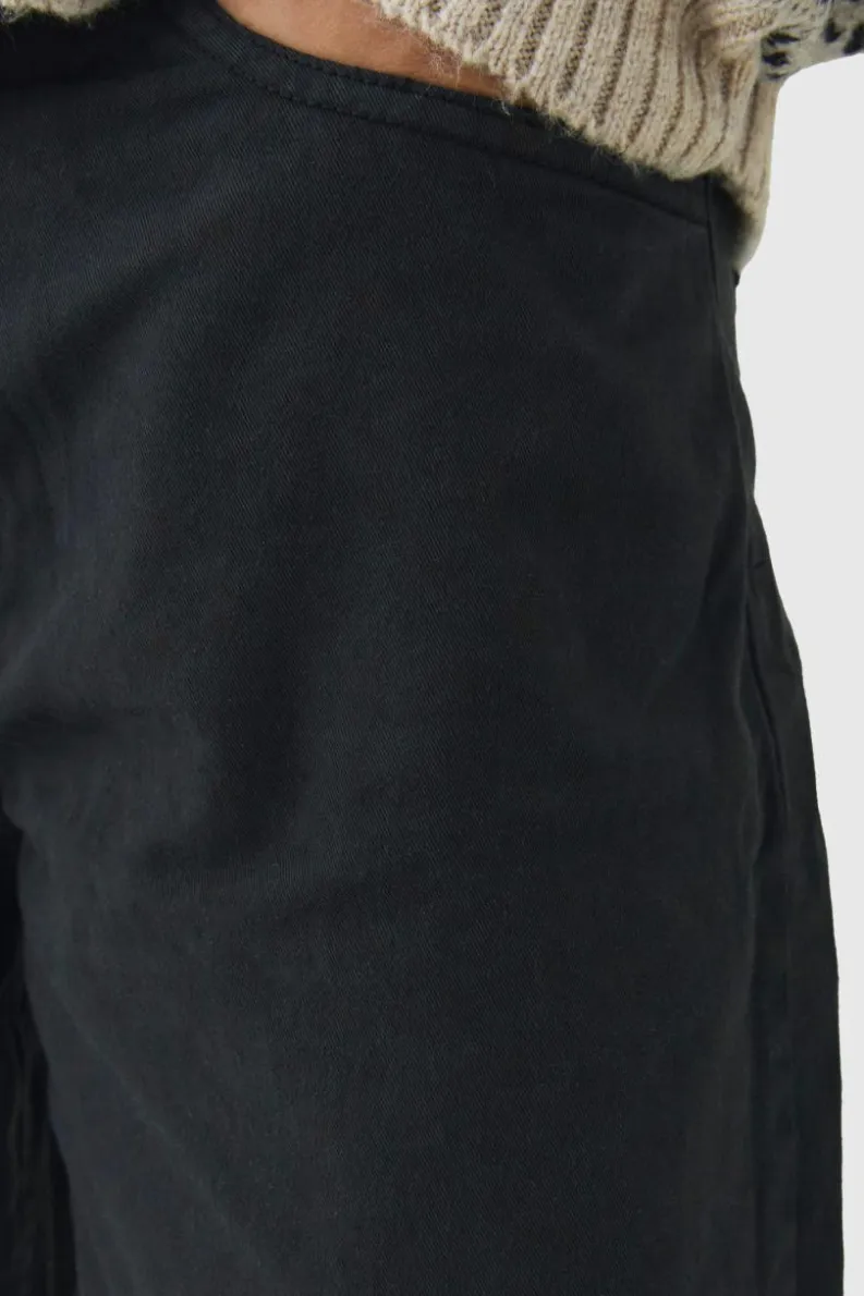 Hot boohooMAN Fixed Waist Baggy Washed Trouser black