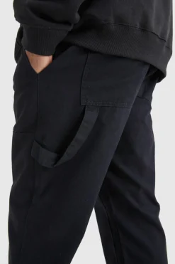 Discount boohooMAN Fixed Waist Carpenter Trousers black