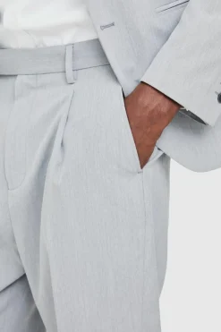 Fashion boohooMAN Fixed Waist High Rise Tapered Crop Tailored Trousers grey
