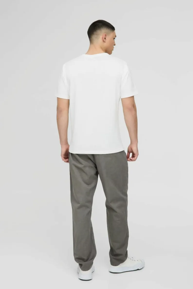 Sale boohooMAN Fixed Waist Relaxed Cropped Pleated Chino Trousers taupe