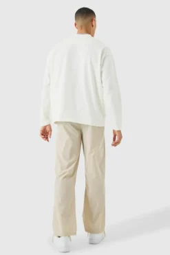 Flash Sale boohooMAN Fixed Waist Relaxed Multi Pocket Cargos stone