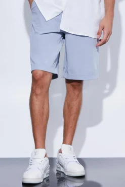 Cheap boohooMAN Fixed Waist Relaxed Suit Shorts dusty blue