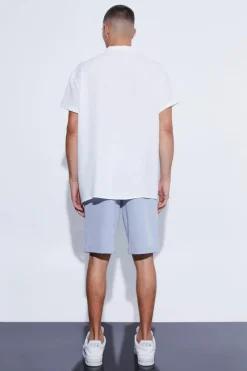 Cheap boohooMAN Fixed Waist Relaxed Suit Shorts dusty blue
