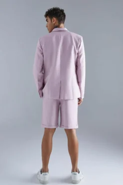Clearance boohooMAN Fixed Waist Relaxed Suit Shorts light pink
