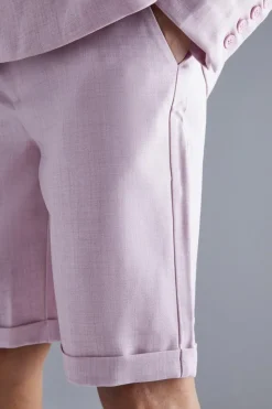 Clearance boohooMAN Fixed Waist Relaxed Suit Shorts light pink