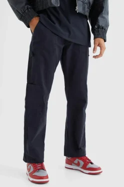 Flash Sale boohooMAN Fixed Waist Relaxed Washed Carpenter Cargo black