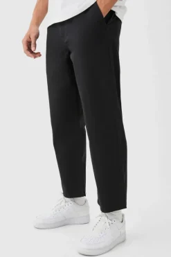 Cheap boohooMAN Fixed Waist Skate Cropped Chino Trouser black