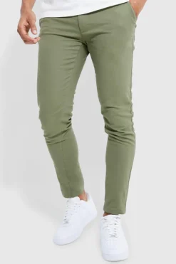 New boohooMAN Fixed Waist Skinny Chino Trouser khaki