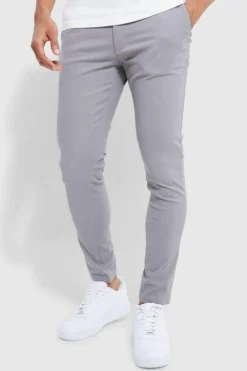 Online boohooMAN Fixed Waist Skinny Chino Trouser grey