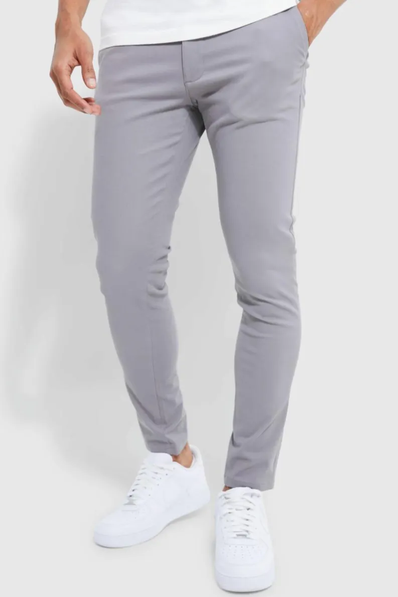 Online boohooMAN Fixed Waist Skinny Chino Trouser grey