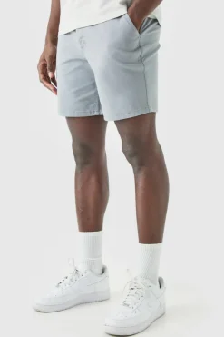 Fashion boohooMAN Fixed Waist Skinny Fit Chino Shorts grey