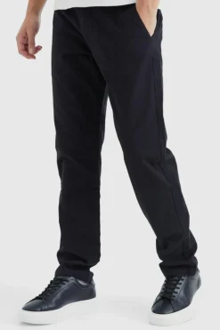 Hot boohooMAN Fixed Waist Slim Chino Trouser black