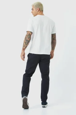 Clearance boohooMAN Fixed Waist Slim Cropped Chino black