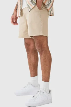 Flash Sale boohooMAN Fixed Waist Slim Fit Chino Shorts stone