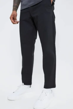 Store boohooMAN Fixed Waist Slim Fit Cropped Chino Trousers black