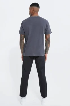Store boohooMAN Fixed Waist Slim Fit Cropped Chino Trousers black