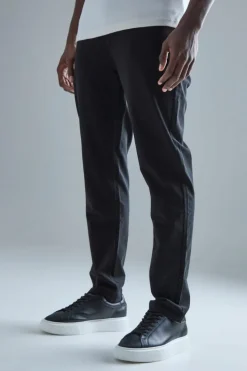 Discount boohooMAN Fixed Waist Slim Fit Technical Stretch Trouser black