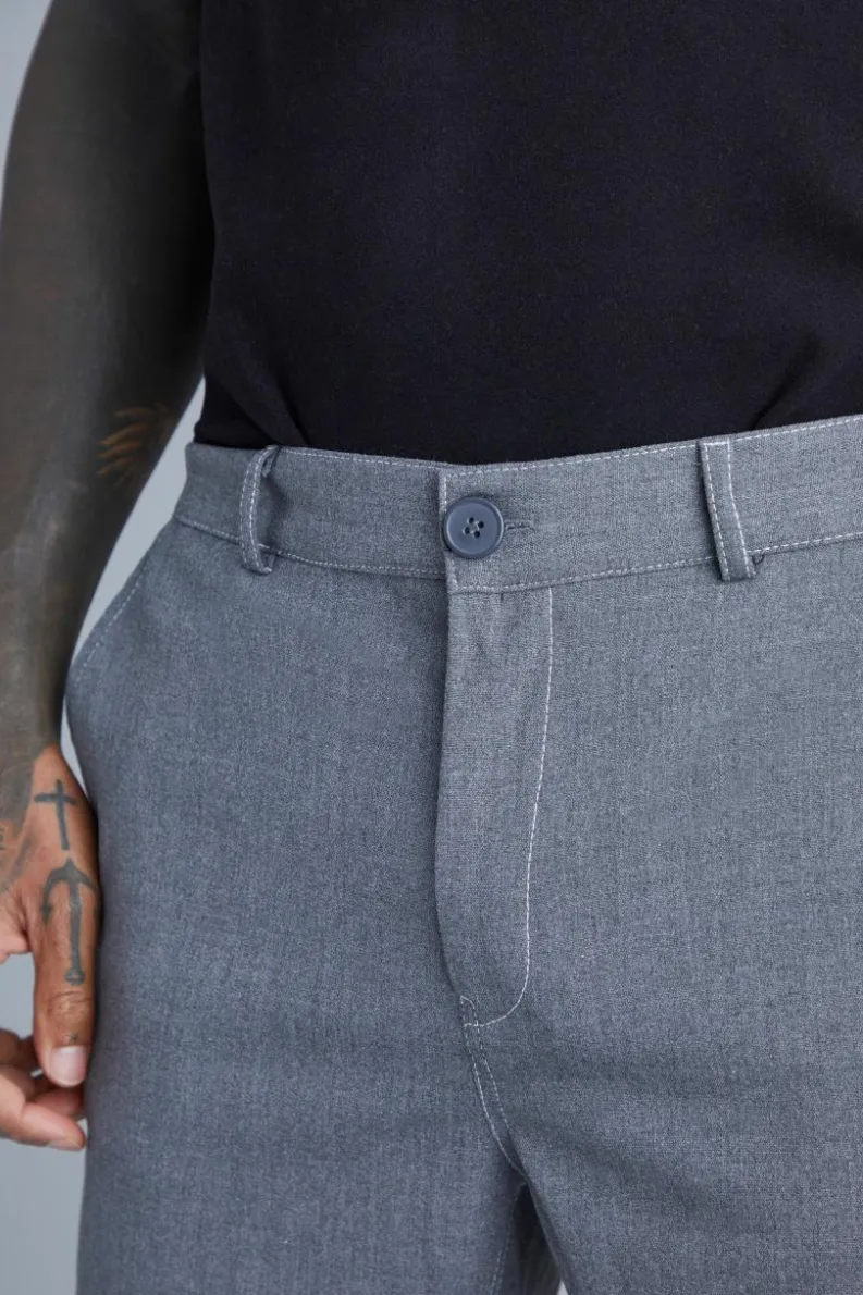 Cheap boohooMAN Fixed Waist Slim Fit Topstitch Trouser charcoal
