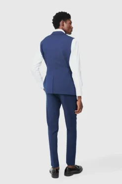Hot boohooMAN Fixed Waist Slim Pintuck Tailored Trousers navy