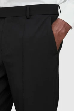 Outlet boohooMAN Fixed Waist Slim Pintuck Tailored Trousers black