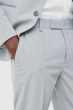 Hot boohooMAN Fixed Waist Slim Pintuck Tailored Trousers grey