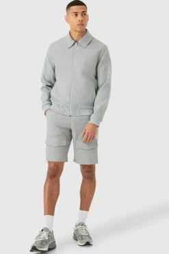 Sale boohooMAN Fixed Waist Smart Cargo Shorts grey