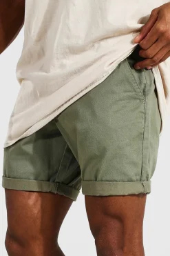 Flash Sale boohooMAN Fixed Waist Stretch Slim Chino Short khaki