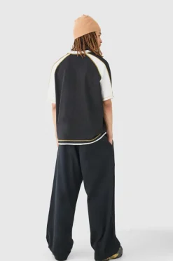 Discount boohooMAN Fixed Waist Super Wide Leg Chino With Charm black