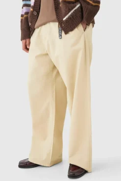 Clearance boohooMAN Fixed Waist Super Wide Leg Chino With Charm stone