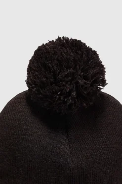 Best Sale boohooMAN Flat Knit Bobble Beanie black