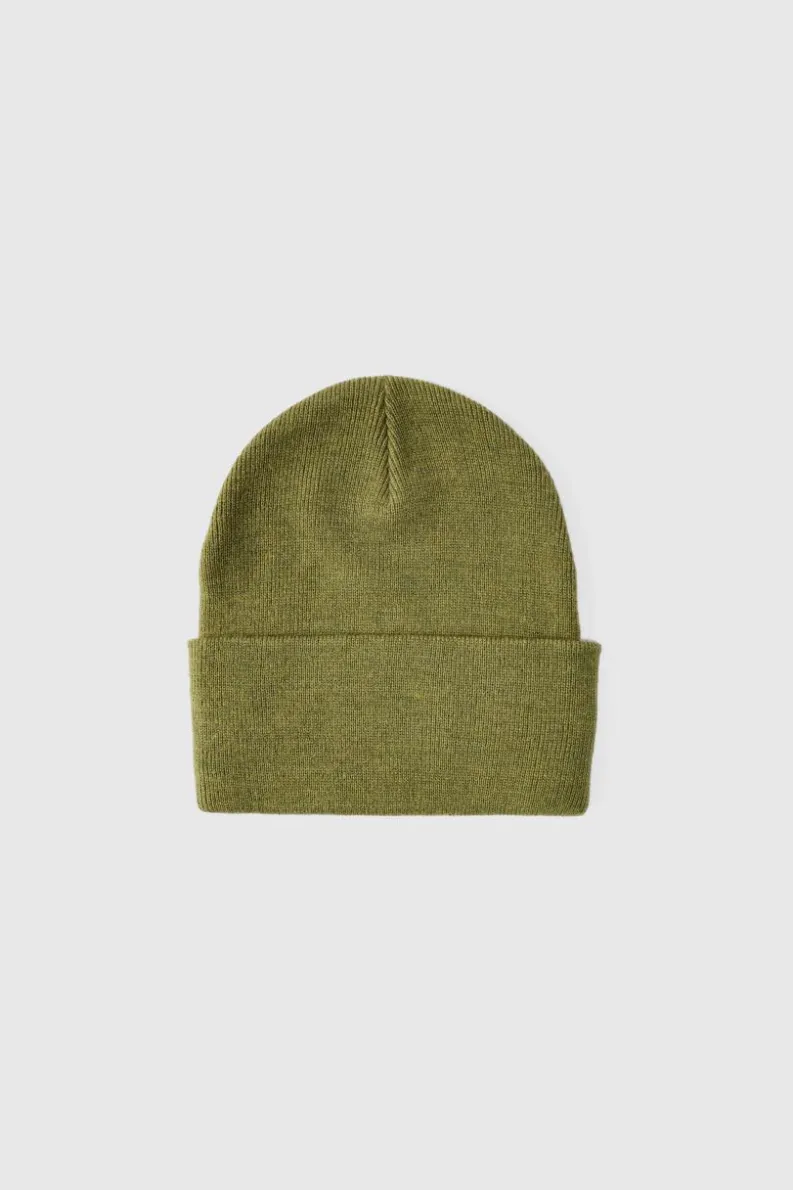 Fashion boohooMAN Flat Knit Classic Beanie olive