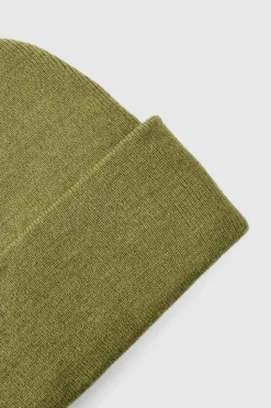 Fashion boohooMAN Flat Knit Classic Beanie olive