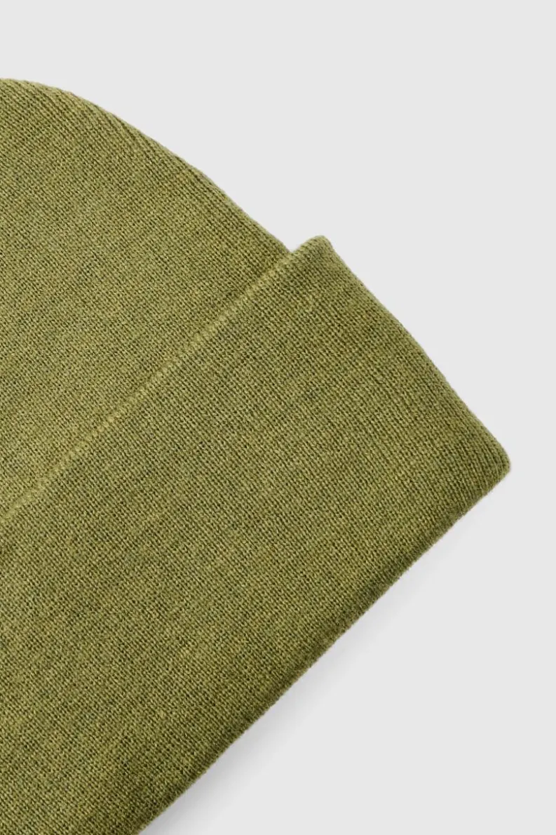 Fashion boohooMAN Flat Knit Classic Beanie olive