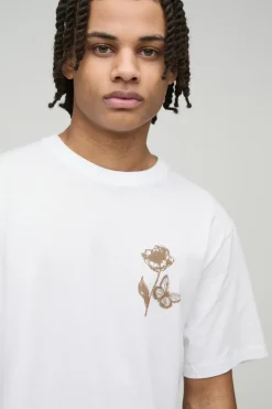 New boohooMAN Floral Graphic T-Shirt white