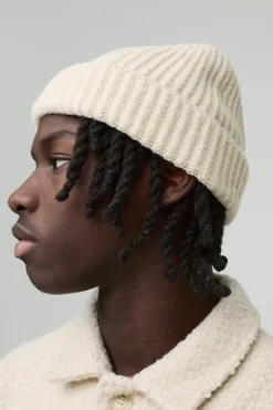 Fashion boohooMAN Fluffy Yarn Beanie stone