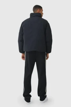 Store boohooMAN Funnel Neck Padded Jacket In black