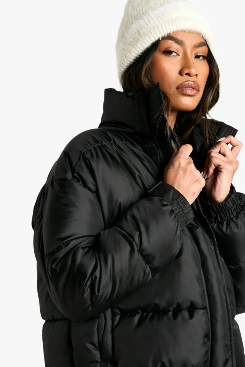 Store boohoo Funnel Neck Puffer Jacket black