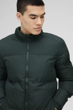 Sale boohooMAN Funnel Neck Puffer Jacket in khaki