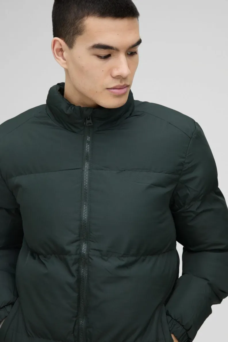 Sale boohooMAN Funnel Neck Puffer Jacket in khaki