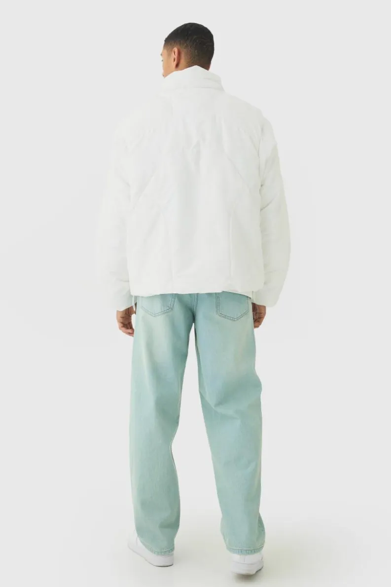 Clearance boohooMAN Funnel Neck Puffer Jacket With Removeable Sleeves In white
